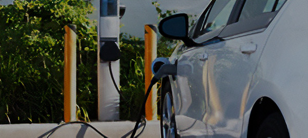 Electric car recharging at a charging station